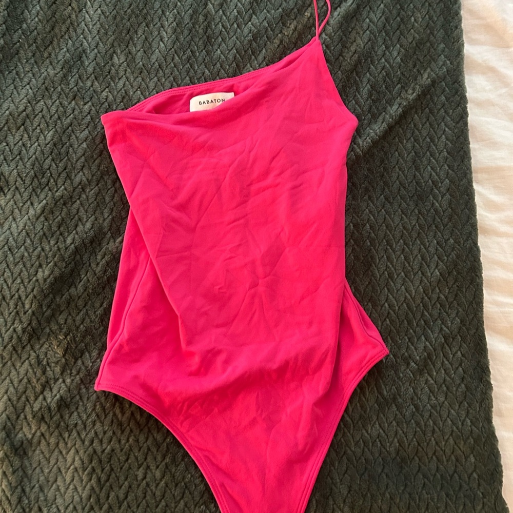 Aritzia Pink Bodysuit One Shoulder Asymmetrical Design